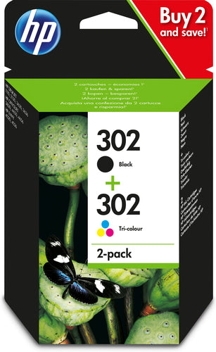 HP 302 2-pack Black/Tri-color Original Ink Cartridges HP 302 2-pack Black/Tri-color Original Ink Cartridges